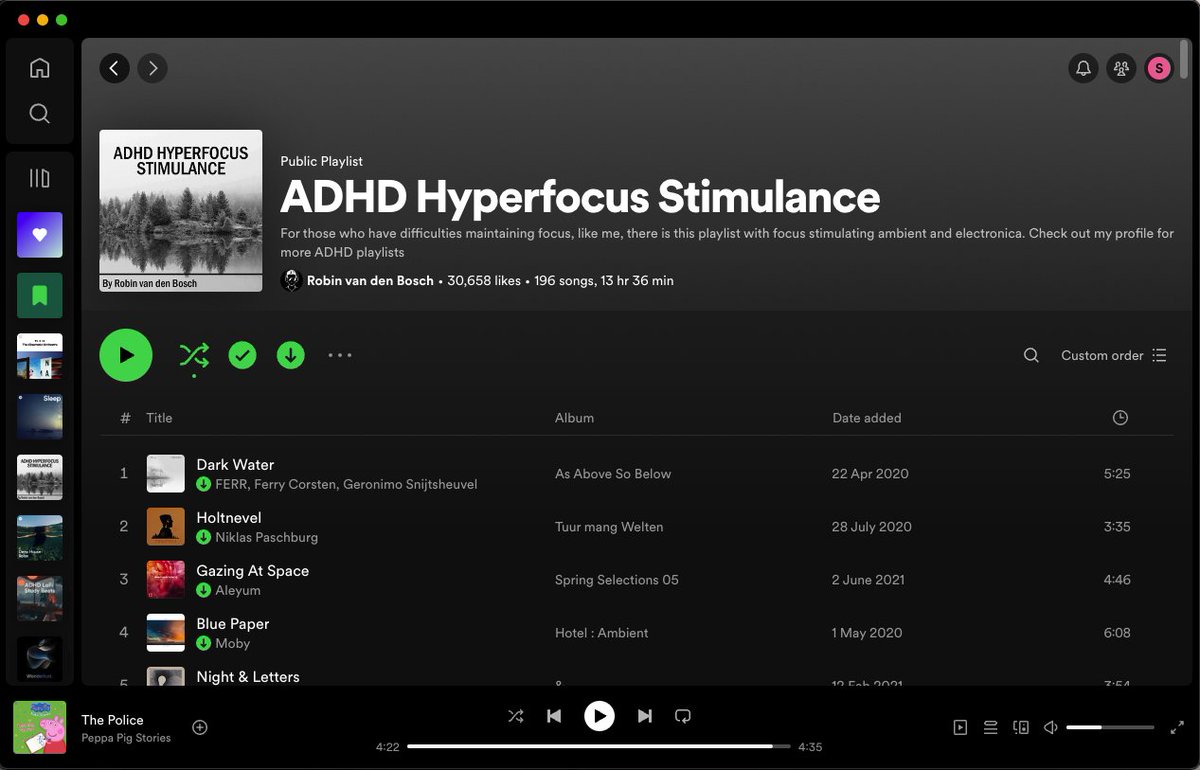 Sam Hussey (@samhussey) on Twitter photo Is it still hyperfocus when I am smashing through work listening to my music and Peppa Pig starts playing, but I don't even notice until it's almost done? 🐷
#adhd #hyperfocus #peppapig Is it still hyperfocus when I am smashing through work listening to my music and Peppa Pig starts playing, but I don't even notice until it's almost done? 🐷
#adhd #hyperfocus #peppapig