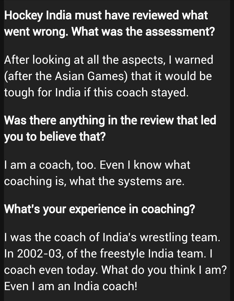 Hockey India secretary general Bholanath Singh says he wanted to sack #JannekeSchopman after the #AsianGames. Says he knows what coaching is because he is also a coach. He is a wrestling coach. #hockey indianexpress.com/article/sports…