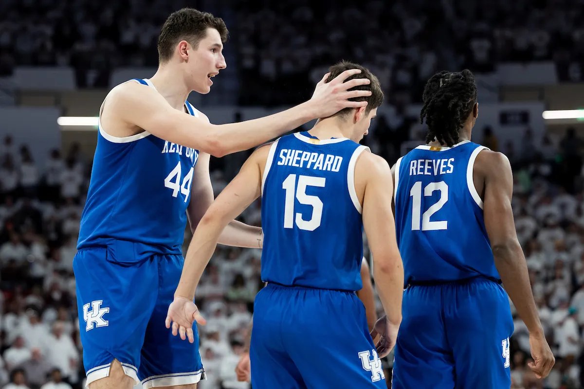 WildcatsTongue's tweet photo. PG: Reed Sheppard (51.7% 3PT)
SG: Rob Dillingham (44.5% 3PT)
SF: Antonio Reeves (44.2% 3PT)
PF: Justin Edwards (34.8% 3PT)
C: Zvonimir Ivišić (46.2% 3PT)
Combined 3PT% of this lineup -- 44.9% (214/477) https://t.co/tOoC0Dg0xi