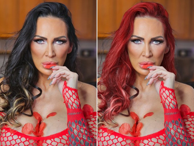 Having a hair appointment tomorrow!!..should I keep the black or go crazy with this red ?🫣 https://t