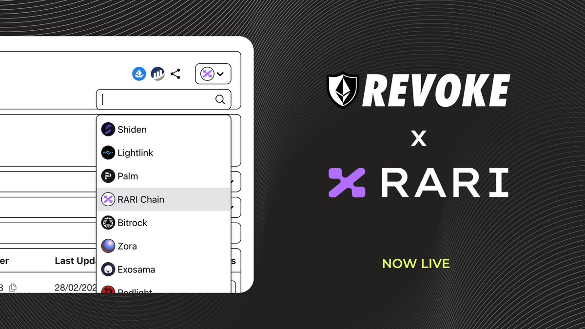 We're happy to announce that we've just added support for @RariChain to Revoke.cash. RARI Chain is one of the first Layer 3 blockchains, built on top of Arbitrum. Stay safe across all networks you use 🫡