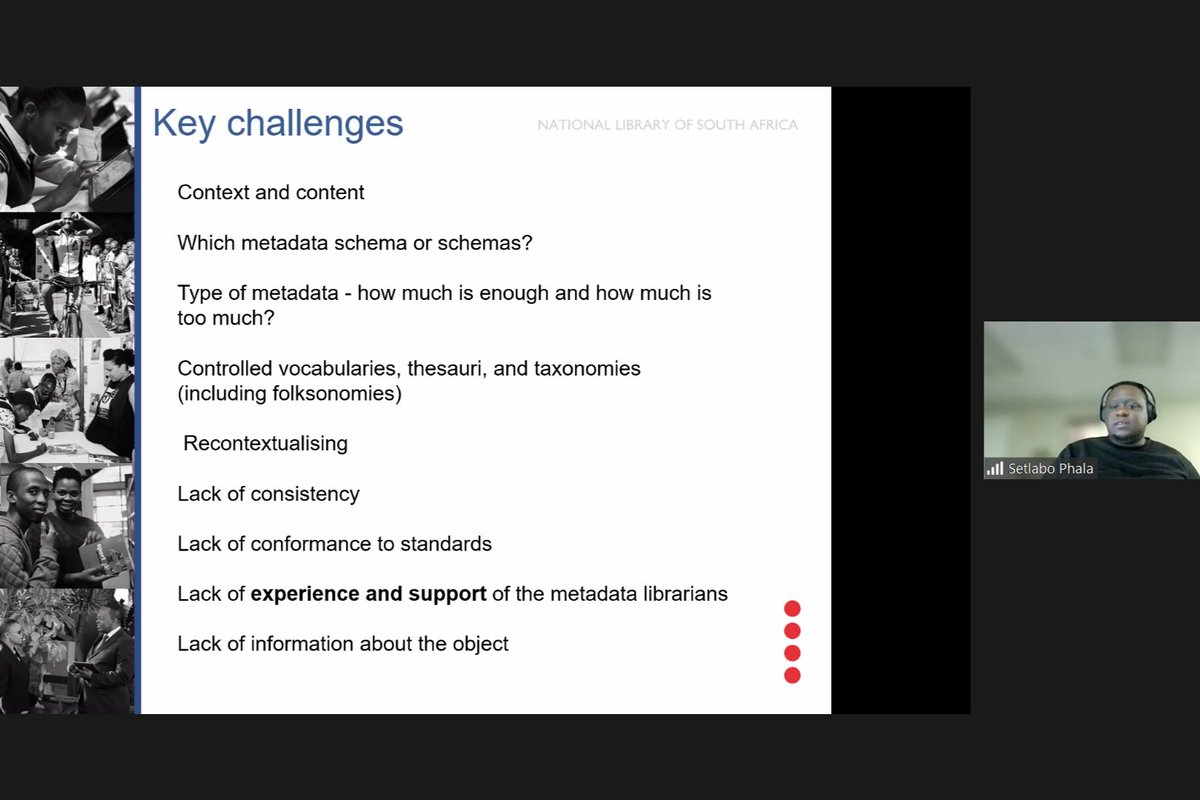 IGBIS thanks Setlabo Phala of <a href="/NLSA1/">National Library of South Africa</a> and all our guests for a great webinar on Tuesday! Setlabo gave us a wonderful introduction to metadata for digital collections, and the value of FAIR, quality metadata.
#metadatamatters #FAIRdata #digitisation