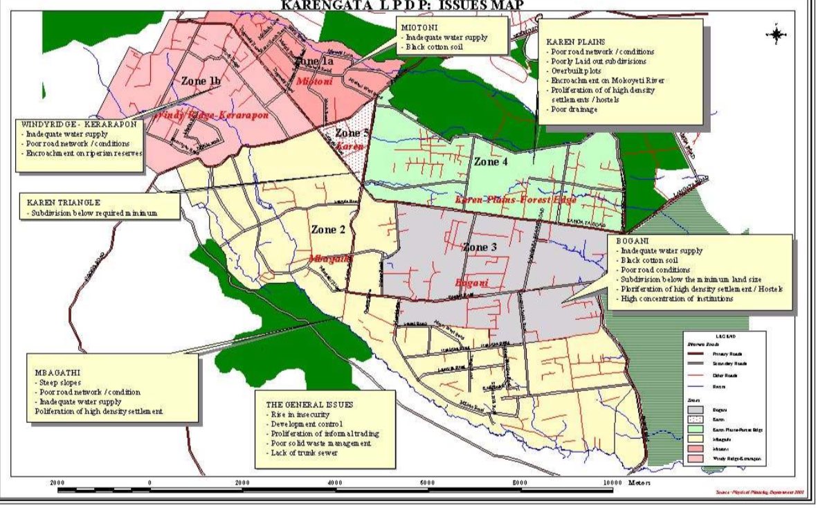 The Karen Neighborhood was the first and still the only neighborhood in Nairobi to institute a Local Physical Development Plan (LPDP) in 2005. The LPDP dictates minimum plot size, maximum height of buildings, commercial zones, plot ratio etc.

THREAD