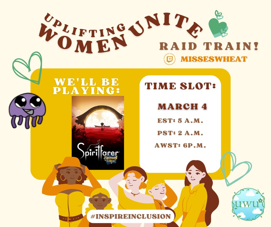MissesWheat's tweet photo. This is coming up faster than I thought it would, but here's a little thing I finally got around to making for the Uplifting Women Unite Raid train!
Train will start on March 1st at 11 am EST with the amazing MeganHertz!
https://t.co/z8OV6PikNH for details!
#InspireInclusion https://t.co/dY9sihanGu