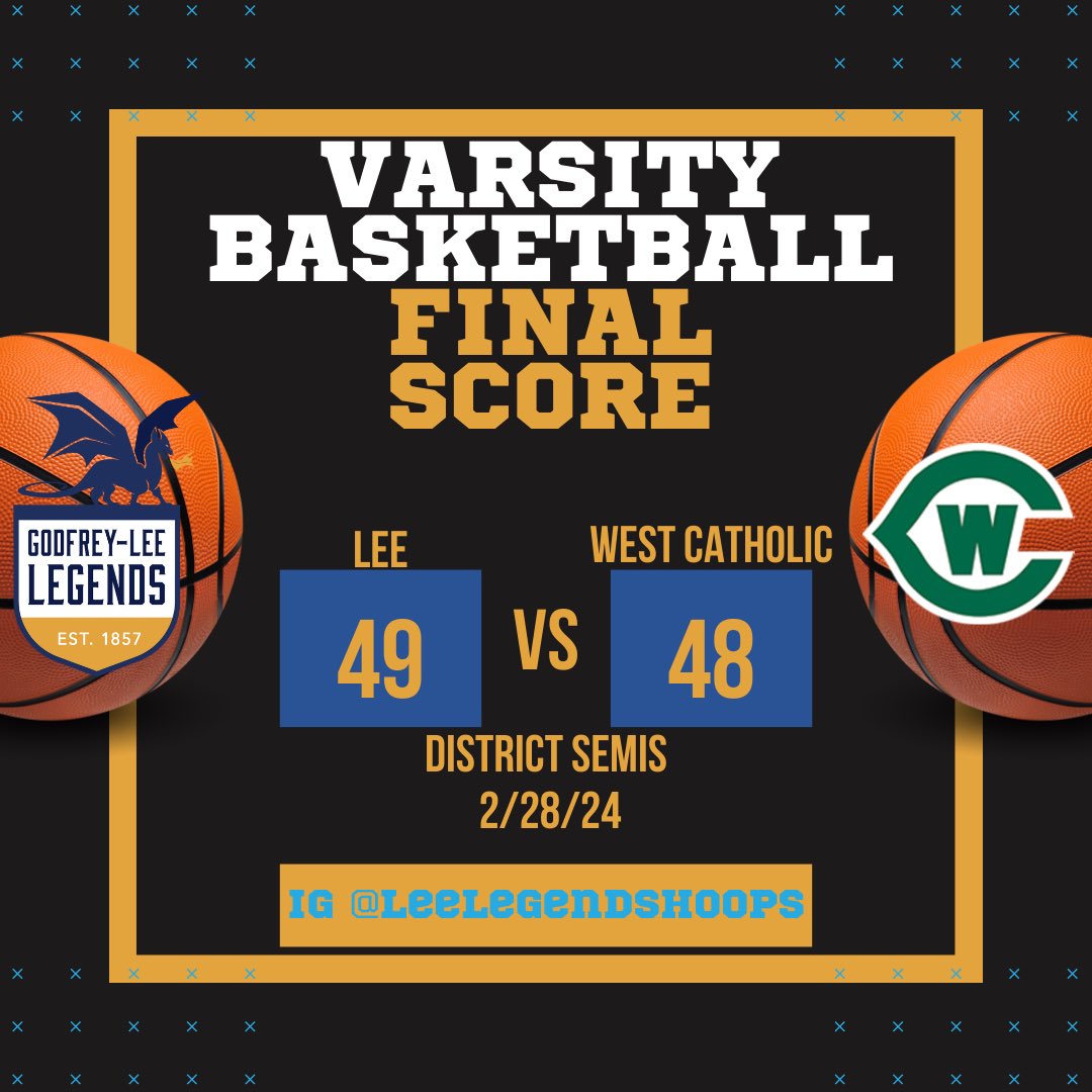 Legends pullout a nail bitter to advance to the district Championship! Legends play Catholic Central Friday at 7p @ West Catholic HS. #BeLegendary