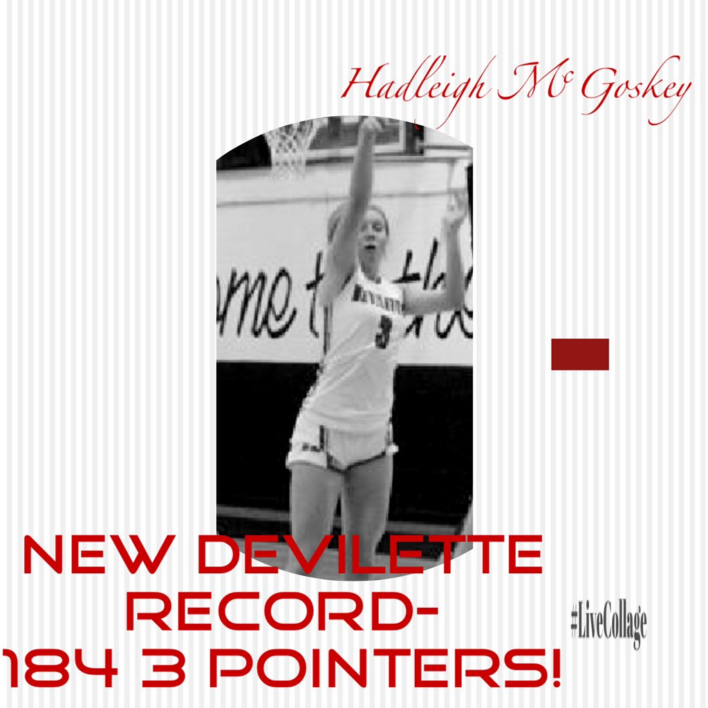 RHS Devilettes GBB (@rhsdevilettes) on Twitter photo Sr Hadleigh McGoskey <a href="/hmcgoskey3/">hadleigh mcgoskey</a> breaks another Devilette record tonight moving her past former Devilette Rebekah Samples’ record of 182 3s. She also breaks her own record of points per season- last year she set it at 566 and she now sits at 576. She has surpassed 1750 pts. Sr Hadleigh McGoskey <a href="/hmcgoskey3/">hadleigh mcgoskey</a> breaks another Devilette record tonight moving her past former Devilette Rebekah Samples’ record of 182 3s. She also breaks her own record of points per season- last year she set it at 566 and she now sits at 576. She has surpassed 1750 pts.
