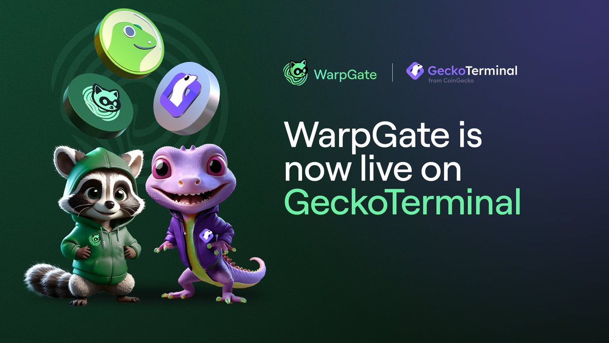 WarpGate is now officially live on @GeckoTerminal – a big shoutout to the @coingecko team for their incredible speed in making this happen! 🦝🦎📈 Embark on the journey of real-time #DEX tracking and explore the top pools with #WarpGate. Today, we're integrating live data pairs…