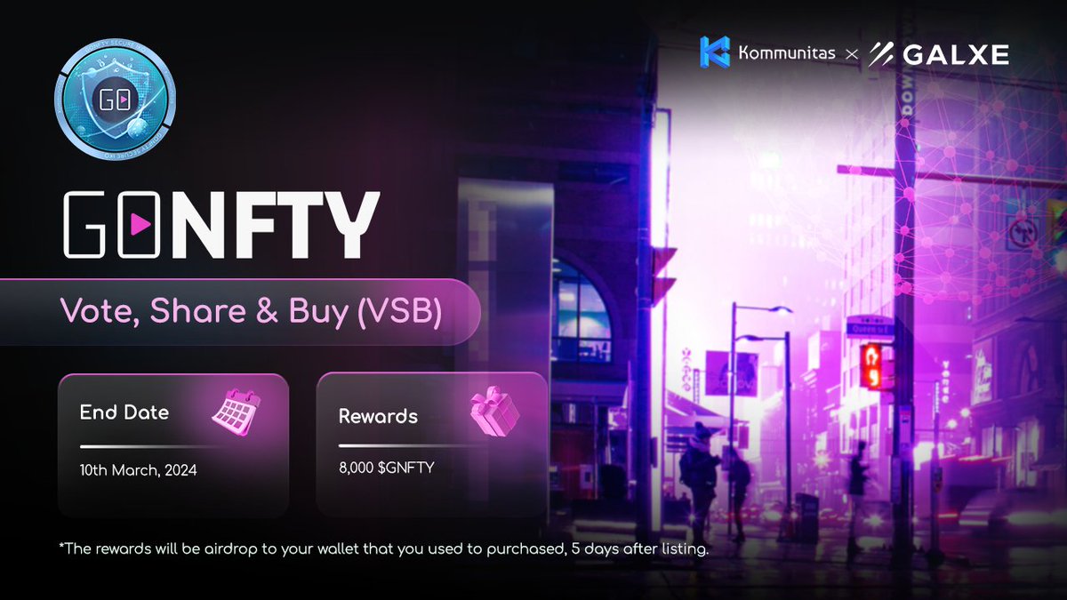 kommunitasnet's tweet photo. Dear, $KOMmunity!

🎉 Join our #giveaway with @real_GONFTY Vote, share, and buy $GNFTY through our #launchpad to receive a share of the total prize pool.

➡️ Participate:
https://t.co/WwUA8gm8hF

➡️ KOM Research:
https://t.co/pqcw4kWIc8

➡️ Read more: https://t.co/RSpIMOws5y https://t.co/wxBnVEa0N0