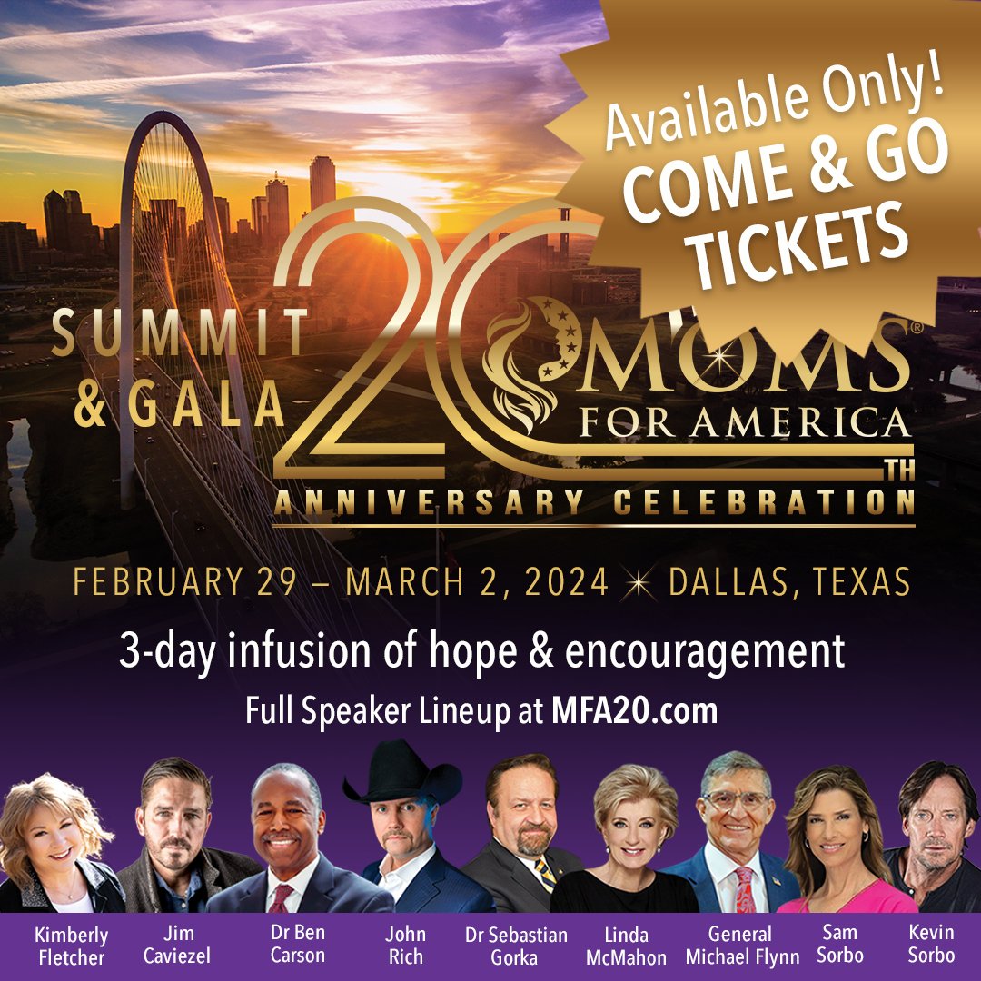 momsforamerica's tweet photo. 📢Vip and General tickets are sold out! We only have Come and Go tickets to our Moms for America Summit.
Available here👉 https://t.co/f68vTNQwha
#dallas #texas #mfa20 https://t.co/H0Kf4mVWFk