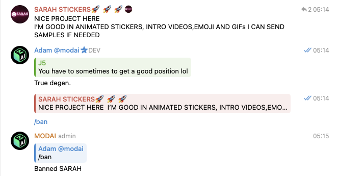 $MODAI bot has had enough of Sarah's. 

Community is on fire. Come join us: t.me/tgmodai_bot
