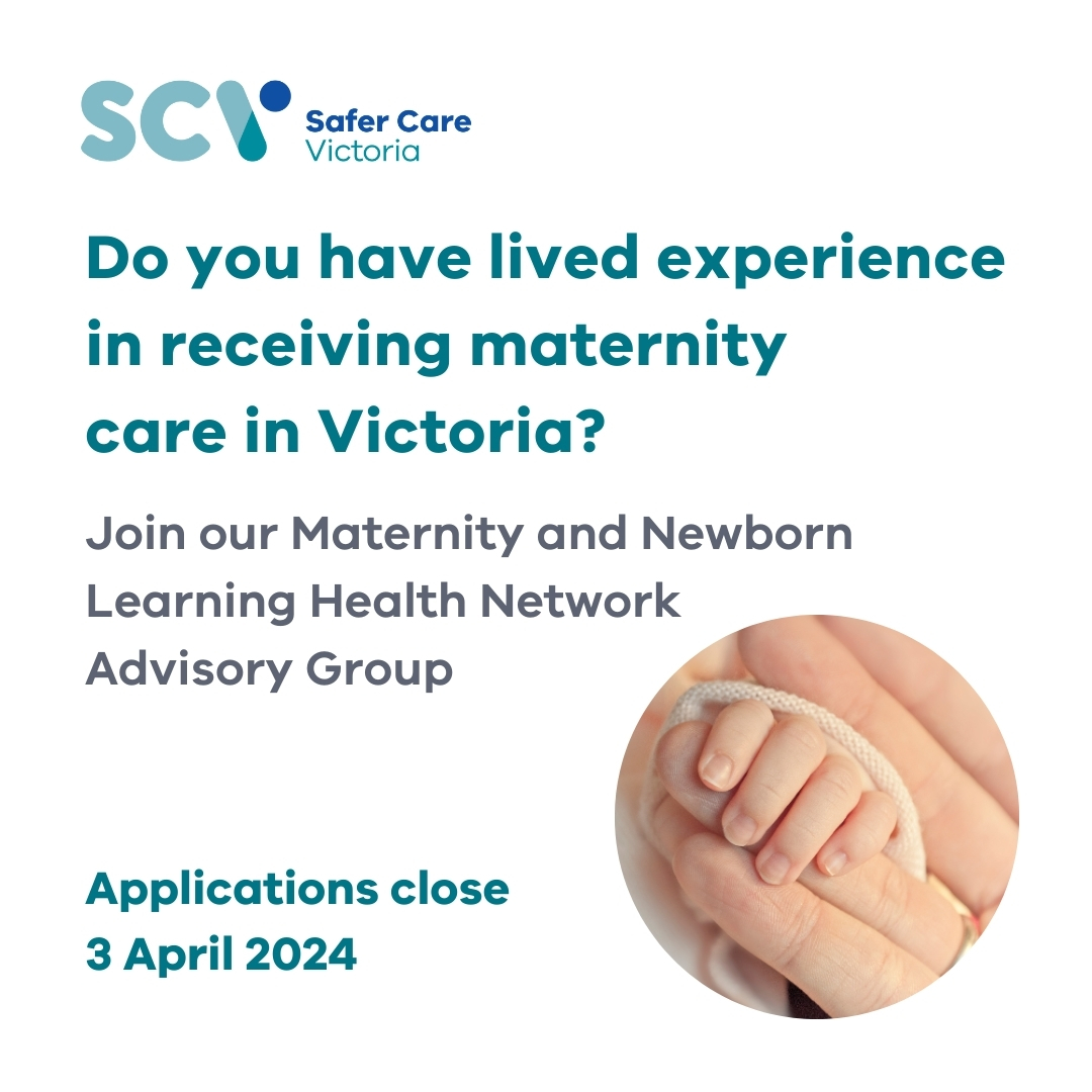 We are looking for consumers to join our Maternity and Newborn Learning Health Network Advisory Group. If you would like to help us to improve maternity care for Victorian families, we would love to hear from you. 

Find out more: go.vic.gov.au/48BVIpd