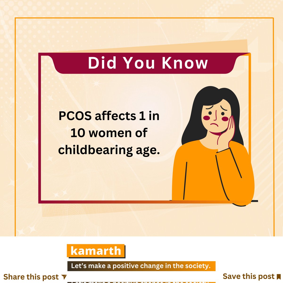 kamarth_world's tweet image. Awareness is power! 

Did you know 1 in 10 women of childbearing age have PCOS? 🌼

#PCOSFacts #SupportSisters #KnowPCOS #EmpowerWomen
#DidYouKnow #PCOSAwareness #kamarth #sexed #SexEdForAll