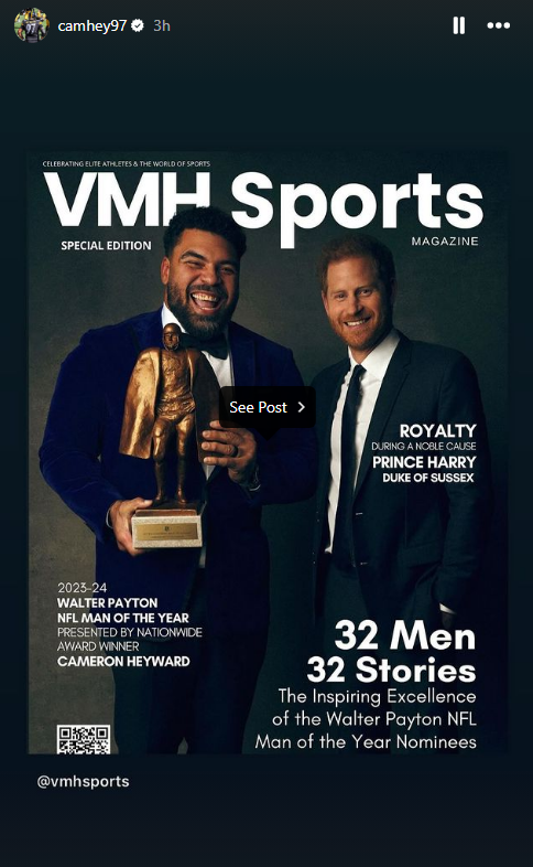 Steelersdepot's tweet image. Cam Heyward on a cover with Prince Harry #Steelers #NFL