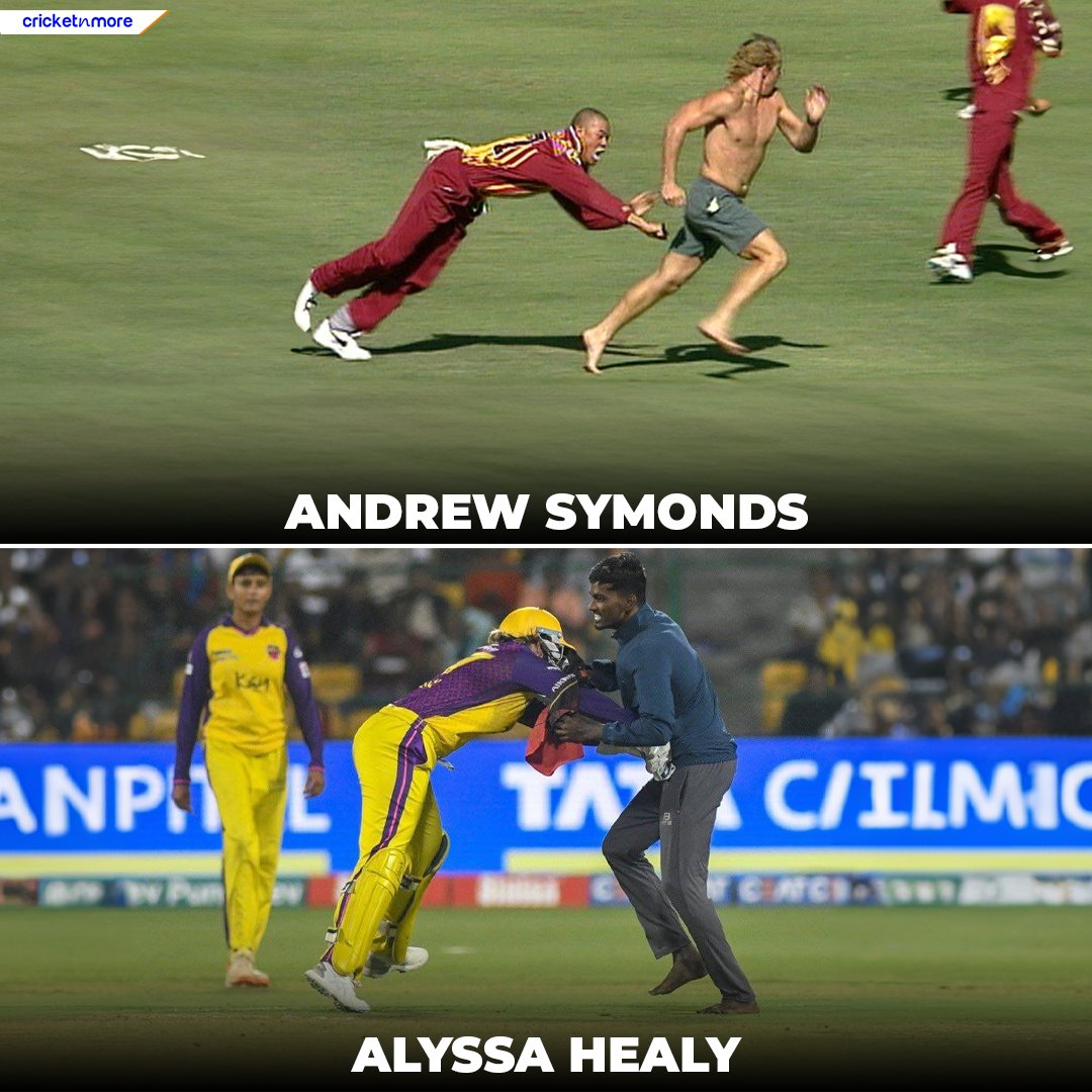 Australian Way Of Handling Pitch Invaders! 😅

#CricketTwitter #WPL2024 #AlyssaHealy #AndrewSymonds