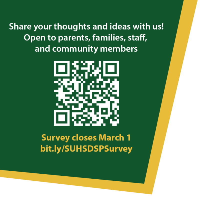 SeqUHSD's tweet photo. Time is running out to take our Strategic Plan survey! Take it before Friday here: https://t.co/bv8yogYBw9

#WeAreSUHSD