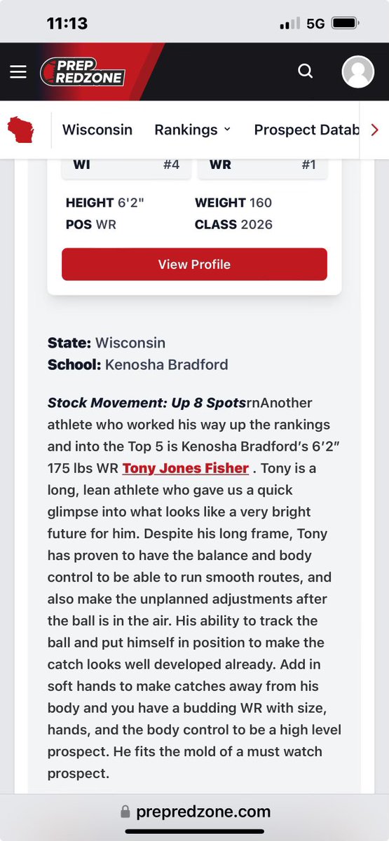 Tony Jones Fisher (@tonyfisher24) on Twitter photo Thank you <a href="/MJ_NFLDraft/">Mark Johnson</a> for the right up!!!
<a href="/PrepRedzoneWI/">Prep Redzone Wisconsin</a> <a href="/BHSREDDEVILFB/">BHS Red Devil Football</a> ✅✅ Thank you <a href="/MJ_NFLDraft/">Mark Johnson</a> for the right up!!!
<a href="/PrepRedzoneWI/">Prep Redzone Wisconsin</a> <a href="/BHSREDDEVILFB/">BHS Red Devil Football</a> ✅✅