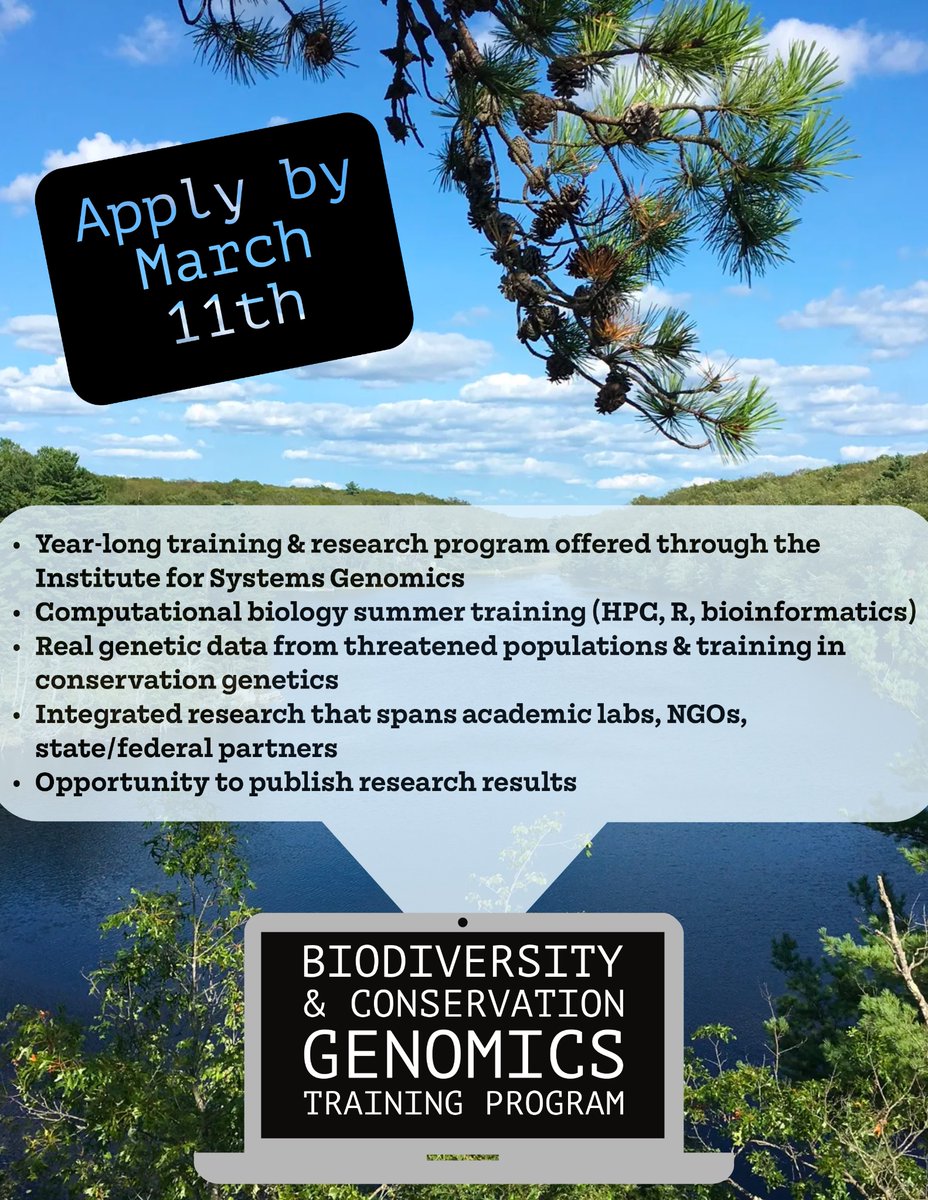 The #Biodiversity and #Conservation Genomics training program is accepting a new cohort of @UConn undergraduates starting this Summer! Integrated research with @UConnMCB @uconneeb - sequencing @IUCNRedList species with @nanopore - apply by March 11th! @UConnResearch @UConnCLAS