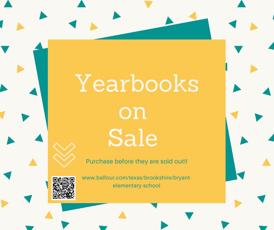 Order your Yearbook before it’s too late <a href="/BryantElem/">Bryant Elementary</a> 

balfour.com/texas/brookshi…