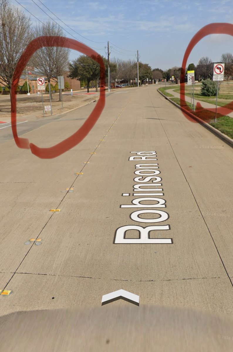 legallybehind's tweet photo. @PlanoPoliceDept it’s very concerning that drivers are making illegal left turn to get in to @RiddleElem on Robinson Rd while traveling north. Everyday cops roll that way &amp; why not citing drivers doing it. We see lot of cops taking that route around 7:30 to 7:45. https://t.co/KIbKYbcbwo