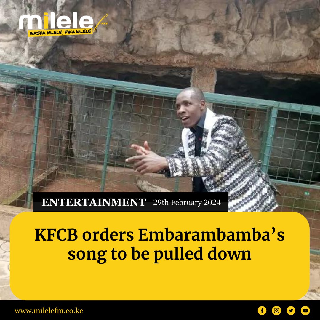 The Kenya Film Classification Board (KFCB) has ordered the pulling down of unrated and inappropriate content circulating on diverse media platforms...Read more bit.ly/4bUt4lA