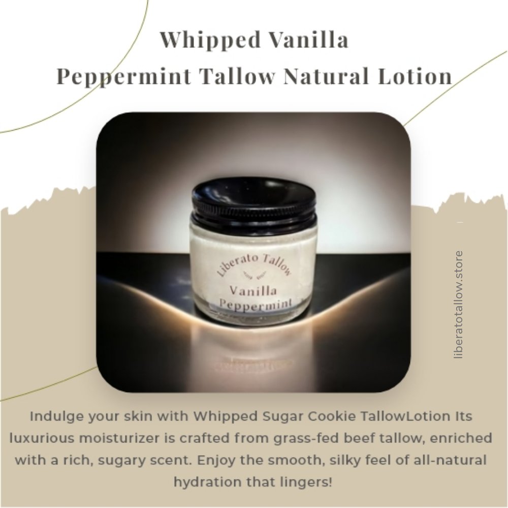 LiberatoTallow's tweet image. Treat your skin to a burst of freshness with Whipped Vanilla Peppermint Tallow Natural Lotion 🍃💧 

Adopt the power of natural ingredients! 

Order Now: liberatotallow.store/products/whipp…

#FreshSkin #TallowLotion #NaturalBeauty #VanillaPeppermint