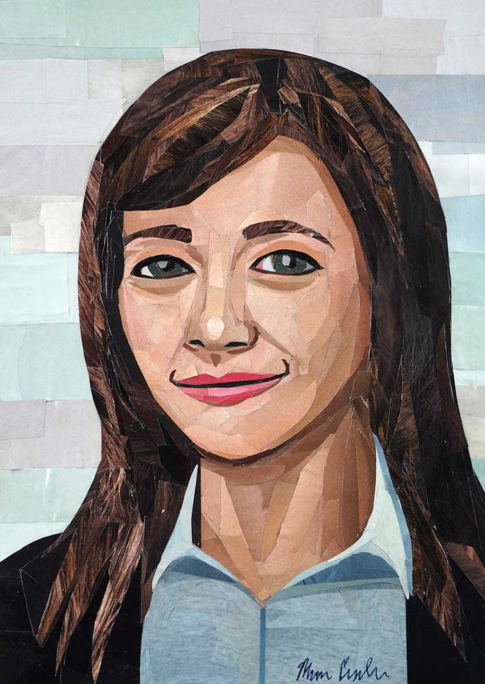 megancoyle's tweet photo. "Karen Filippelli" is the fourteenth collage portrait made in my series inspired by The Office. It's made entirely from recycled magazines ✂️ https://t.co/T6wrtBeS3c #karenfilippelli #theoffice https://t.co/g9zFpk9wor