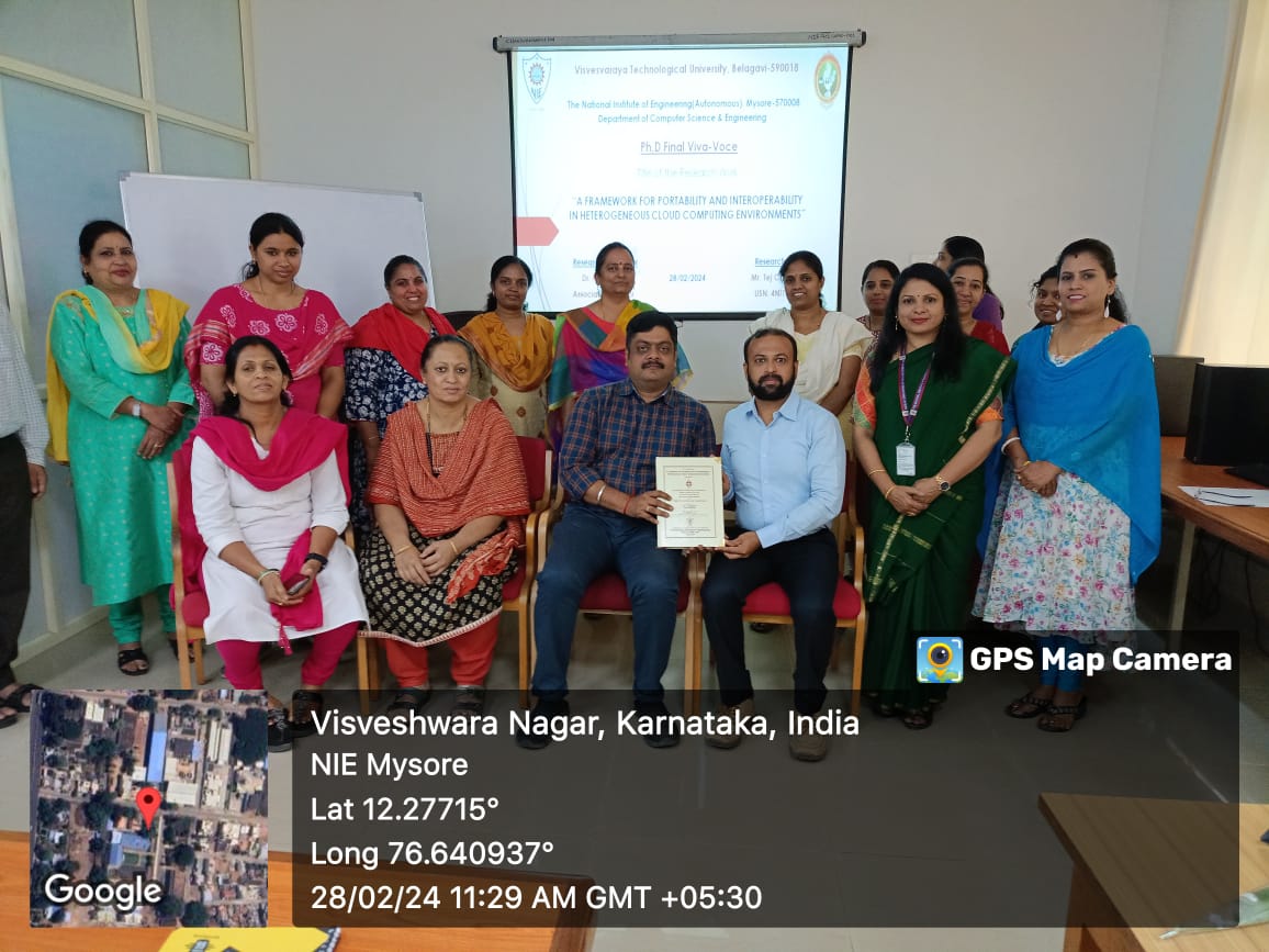 tspradeepkumar's tweet image. Just had the honor of being an examiner for Mr. Tej C Hiremath for PhD viva voce examination at the National Institute of Engineering, Mysuru on 28th Feb 2024 by VTU Belagavi titled &quot;A Framework for Portability and Interoperability in cloud computing systems&quot;