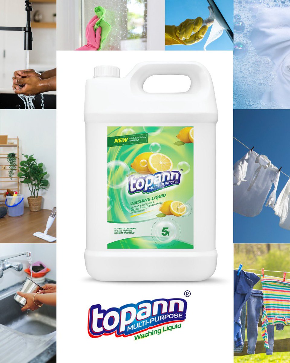 topanncleaning's tweet photo. Meet your ultimate 'do it all' detergent: Topann Multipurpose Detergent! ๐ช Say goodbye to stubborn dirt and grime, because when it comes to cleaning, Topann has got you covered. Think dirt, think Topann! #Topann call 0769471670#MultipurposeDetergent
https://t.co/VEGi08K5lP https://t.co/kmNNY66cnW