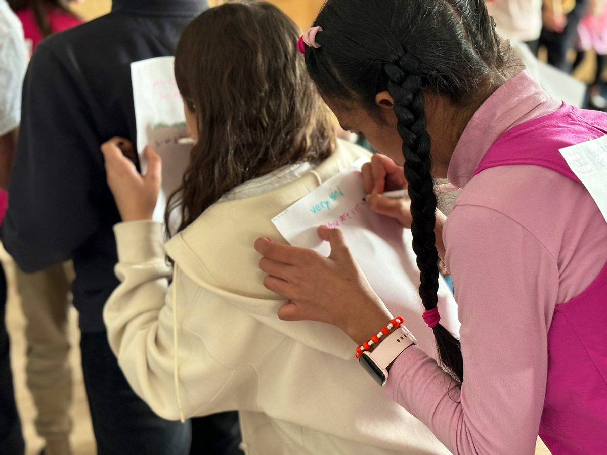 Flipping the narrative and writing compliments “behind our backs.” 😉 

“Celebrating each other feels so good!” 

#PinkShirtDay #WeAreCBE