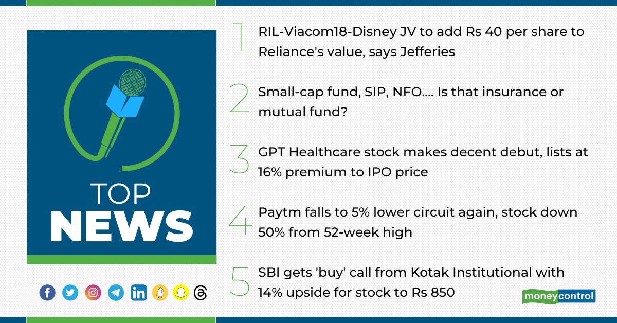 moneycontrolcom's tweet photo. #MCSelects: Here is a collection of the most important stories this morning🔻
https://t.co/uAeTvDX900
#RIL #Viacom18 #Disney #JV #Smalcap #NFO
#StockMarket #Healthcare #Paytm #SBI https://t.co/aUVOgEVRHS