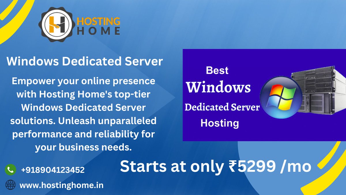 Hostinghome1's tweet image. Maximize your digital potential with Hosting Home&apos;s exclusive Windows Dedicated Server offerings. 
Visit Us
hostinghome.in/windows-dedica…
Contact us
+918904123452
+919019068720
#WindowsDedicatedServer
#DedicatedHosting
#WindowsServerHosting
#ServerHosting
#WindowsServer