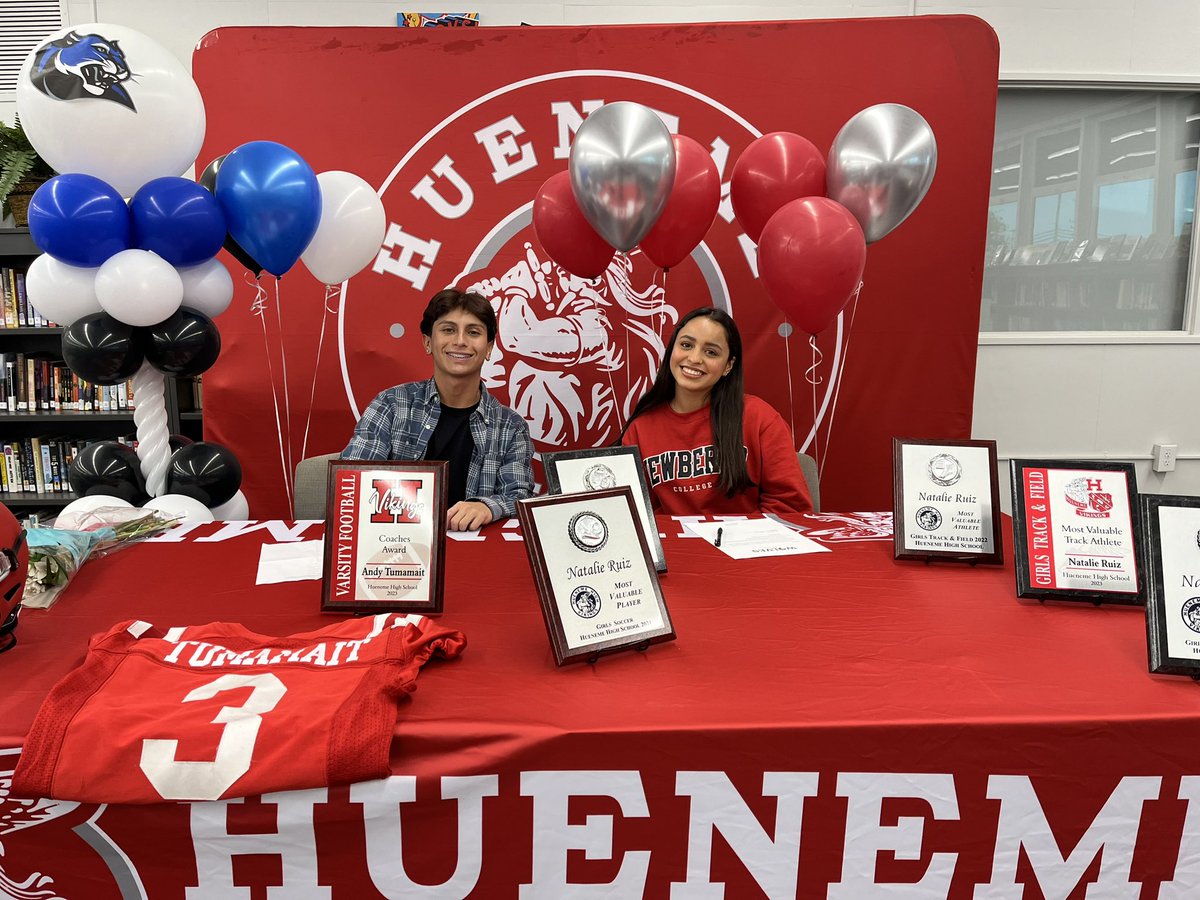 Class of ‘24 Natalie Ruiz and Andy Tumamait signed their National Letter of Intents today, way to represent Hueneme Natalie will be playing soccer at Newberry College in South Carolina. Andy will be playing football at Culver-Stockton in Missouri Congratulations @vcspreps