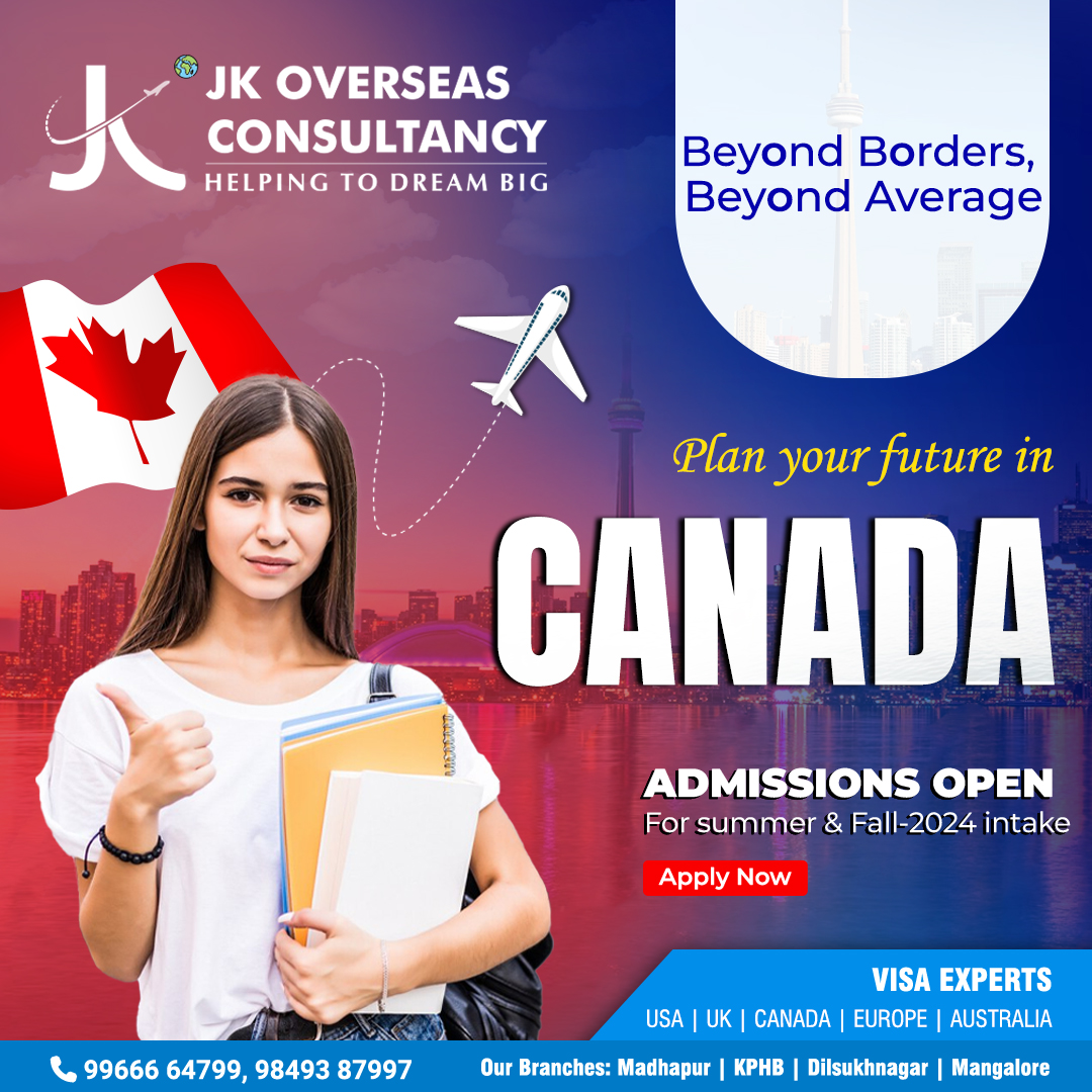 Plan your future with a world-class #EducationInCanada. Reach out for personalized guidance.
#JKOverseasConsultancy #StudyinCanada🇨🇦✈️ #AdmissionsOpen #StudyCanada #Canada #HigherEducation #AdmissionsOpen2024 #GlobalEducation #Fall #2024Intake #HighEducation #Admissions #ApplyNow