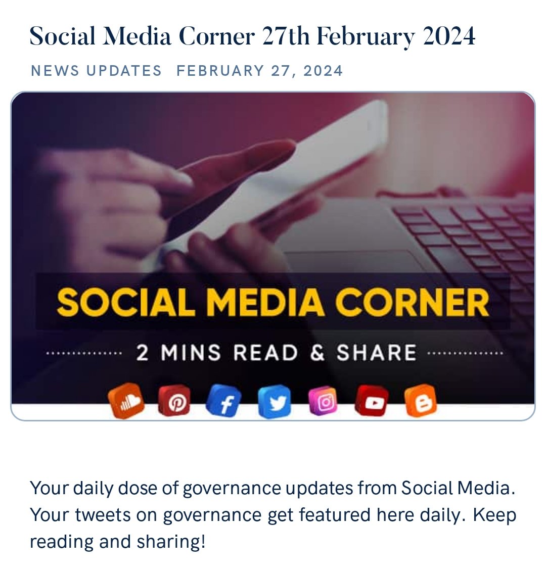Social Media Corner 27th February 2024
nm-4.com/TPcFX2 via NaMo App