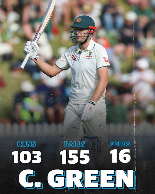 A ton on the last ball of the day! 

Has Cam Green cemented the No.4 spot? tinyurl.com/ynsbdbx4