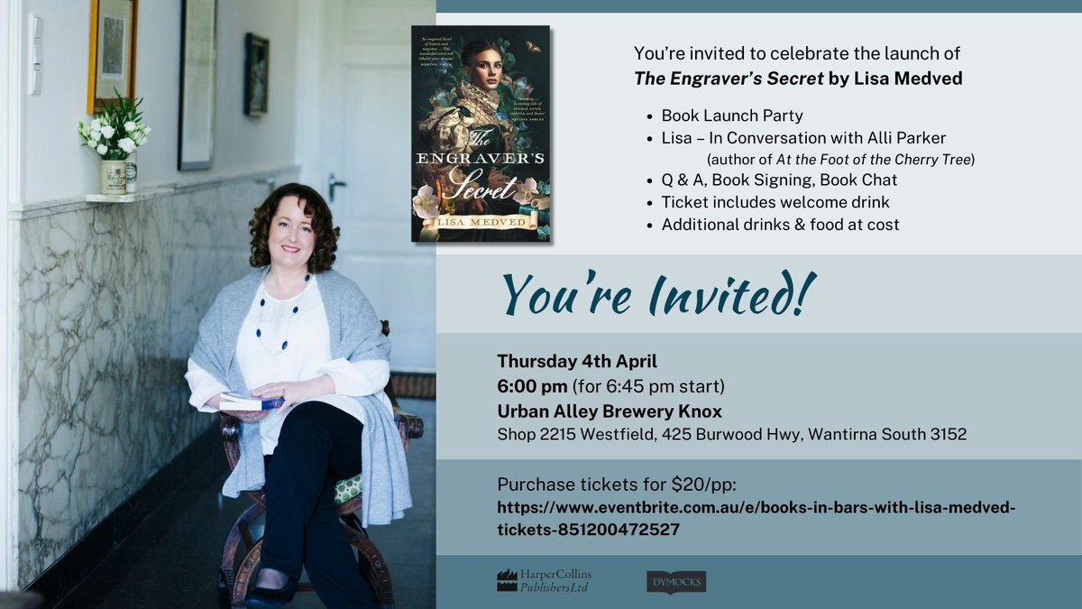 Ten years in the making ... ... THE ENGRAVER'S SECRET will be published on 3 April 2024 with HarperCollins Australia ... and you're ALL invited to the party! 🤩🎊🥂🥳🎉🎊😍 See you there! #booklaunch #newbook #fiction #latestrelease