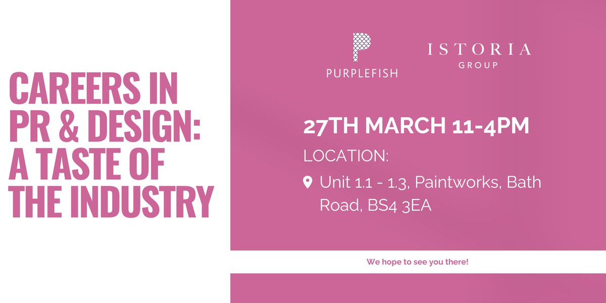 Join us at our Agency Open Day on March 27th with @IstoriaGroup! Start at Istoria for design specialities, then head to our office for PR sessions. Stick around for apprenticeship opportunities. 📍 Paintworks, BS4 3EA RSVP now: ow.ly/jvXK50QJb4n #AgencyLife #PR #Design