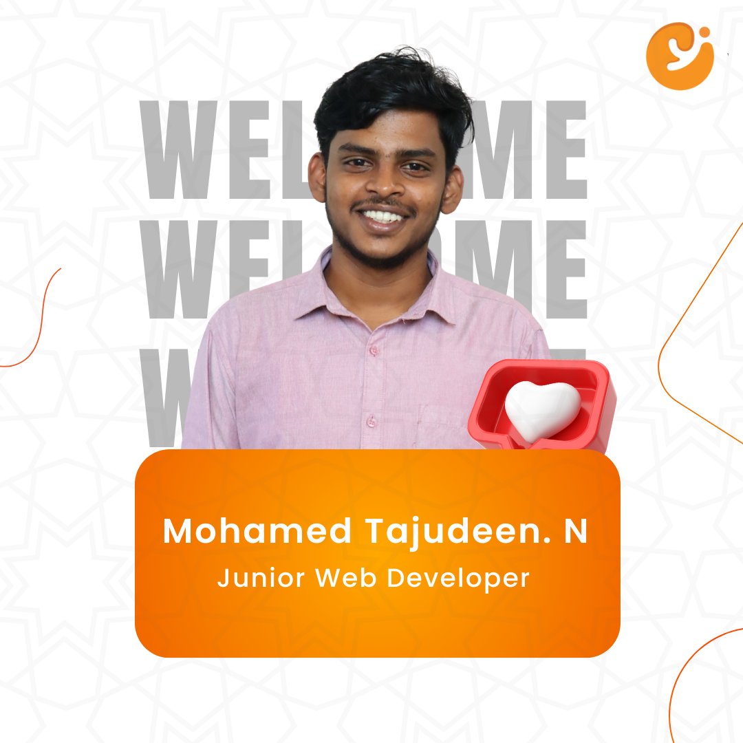 Welcome, Mohamed Tajudeen N, our new Junior Web Developer, to the WHY Squad family. Ready to grow together.

#whyglobalservices #whysqaud #welcome #welcometotheteam #newhires #webdeveloper #WebDevelopmentJobs #newjoinee