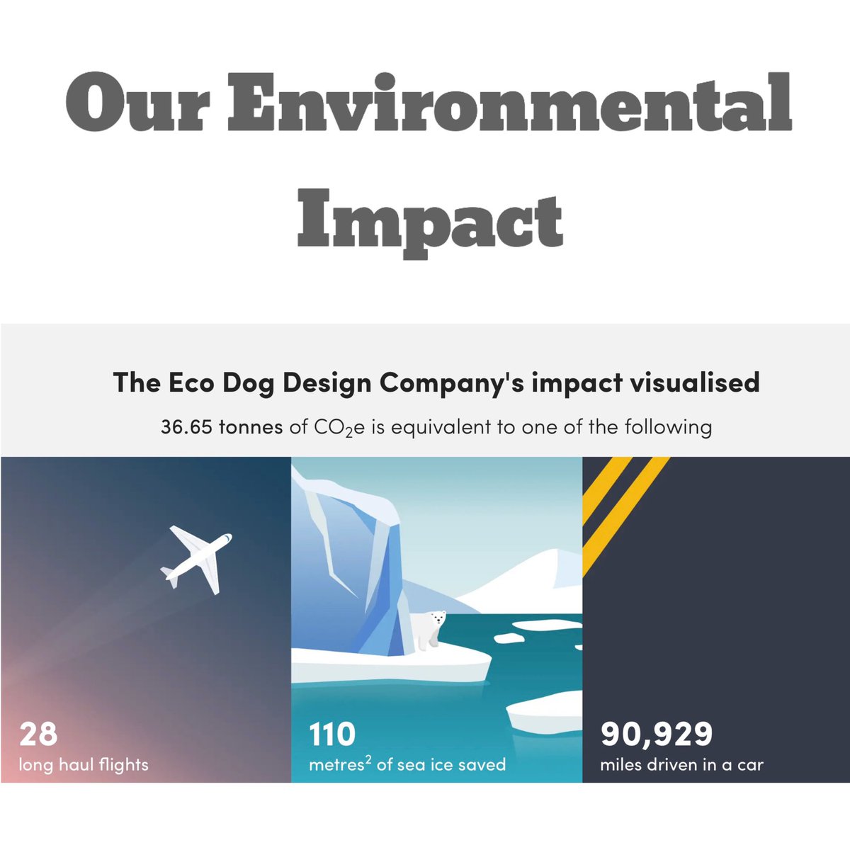 So far we have planted over 521 Trees, supported 42 ecological development projects, saving over 32tonnes of Carbon.  Here’s a good visual of how our small business is making a difference to our planet. 🌍♻️💚.  . #ecologicalimpact #ecodogbusiness #ecosmallbusiness #smallchanges