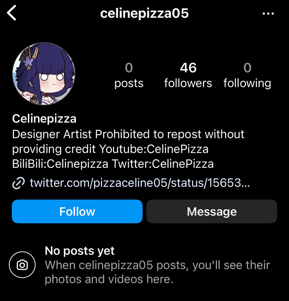 Celinepizza is only at Twitter, Bilibili, Douyin and YT people have been Stealing our works and discrediting many Artists. Impersonating us on IG,FB, other etc. examples are below We will start to take legal Actions But do pls help us report them Lets make the community Better