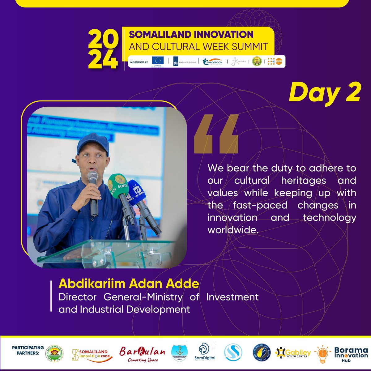 Day2 of the Hargeisa leg of the #SomalilandInnovationAndCultureWeek2024 #SICW2024 @HarHub @EU_in_Somalia @NLinSomalia @UNFPA_SOMALIA