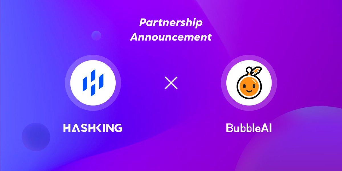 📢We are thrilled to announce our partnership with @Bubbleai_xyz Bubbleai: BubbleAI is Signal & AI Driven Decentralized Trading Aggregator, through Sentiment and analytics assist you to make trading decisions. #hashking #Partnership #Web3 #Bubbleai_xyz #ETH