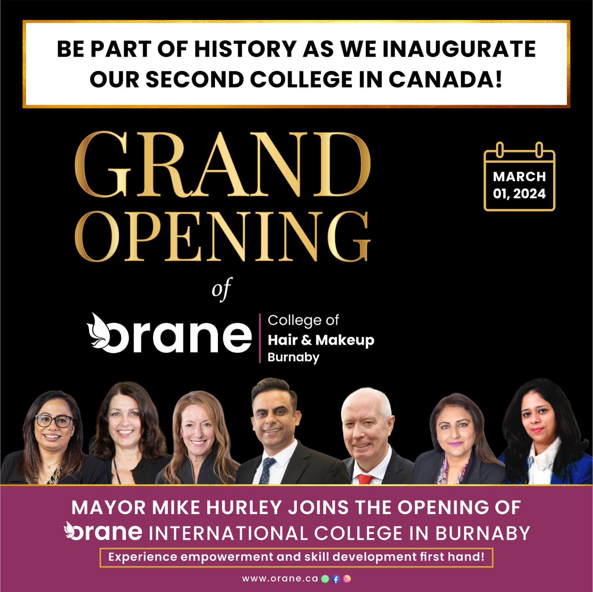 oraneofficial's tweet photo. History made! Orane College is thrilled to announce the GRAND OPENING of 2nd Canadian college in Burnaby, BC! This inauguration is a testament to our unwavering commitment to achieving excellence. Join us on March 1st as we celebrate this wonderful event! #OraneShinesInBurnaby https://t.co/Lb8MQ1amqQ