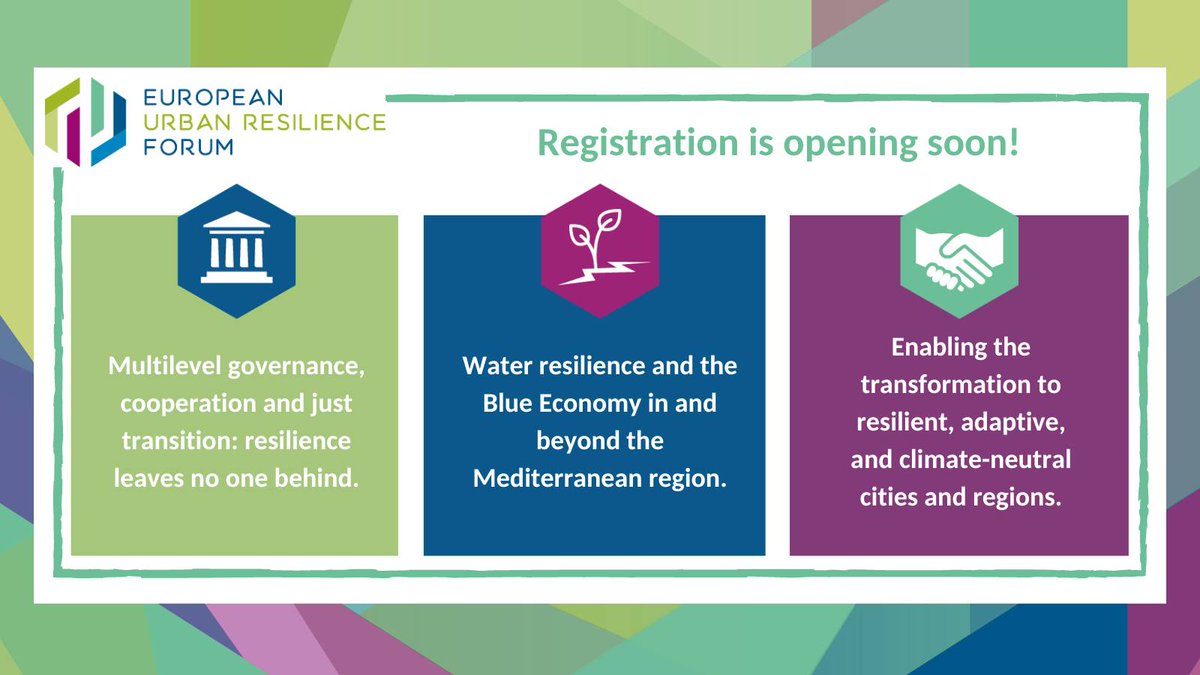 #EURESFO24 is coming up on 26-28 June in @ValenciaCity 🇪🇸 Join the conversation on resilience with a special focus on governance, water, and cities🏙️💧 Check out the 3 main streams of EURESFO24 below. For more info see our website: urbanresilienceforum.eu