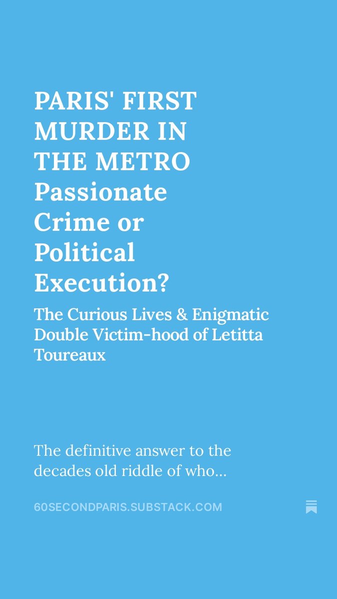 60secondparis's tweet photo. https://t.co/HouFfYbu33
....the always free newsletter on hidden/unknown Paris
#Paris #Murder #History #MYSTERY #France https://t.co/TTfO9PLcBB