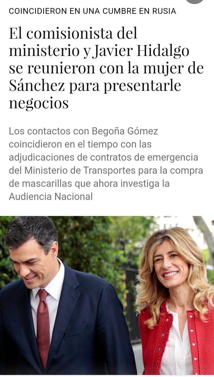 Begoña, la mujer del jefe de la trama corrupta ( Sánchez ) no está aforada. Verdad ?
#TeamVox
#SanchezDimision
#HayQueEcharlos
