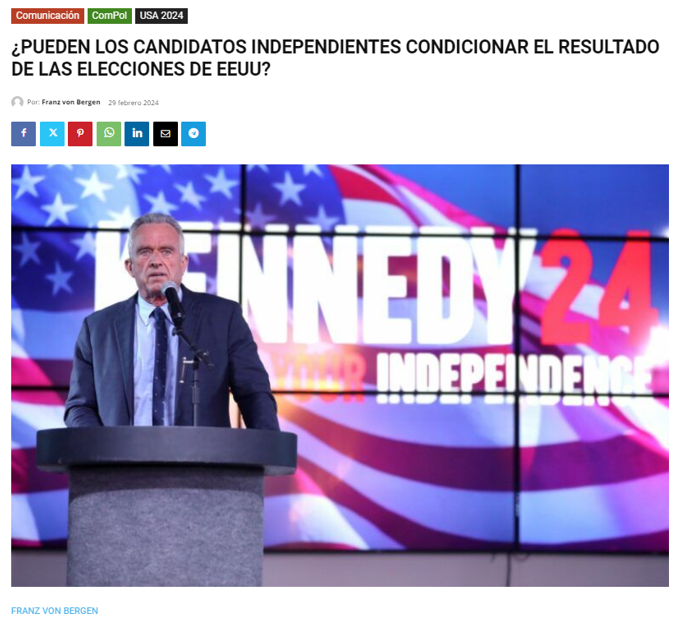 «¿Pueden los candidatos independientes condicionar el resultado de las elecciones de EEUU?» bit.ly/4356ItJ✍️ Nuevo artículo de <a href="/FranzvonBergen/">Franz von Bergen</a> en nuestra #guiaUSA2024 🇺🇸 dentro del blog de <a href="/antonigr/">Antoni Gutiérrez</a> #Elections2024 

🔗 gutierrez-rubi.es/elecciones-usa…