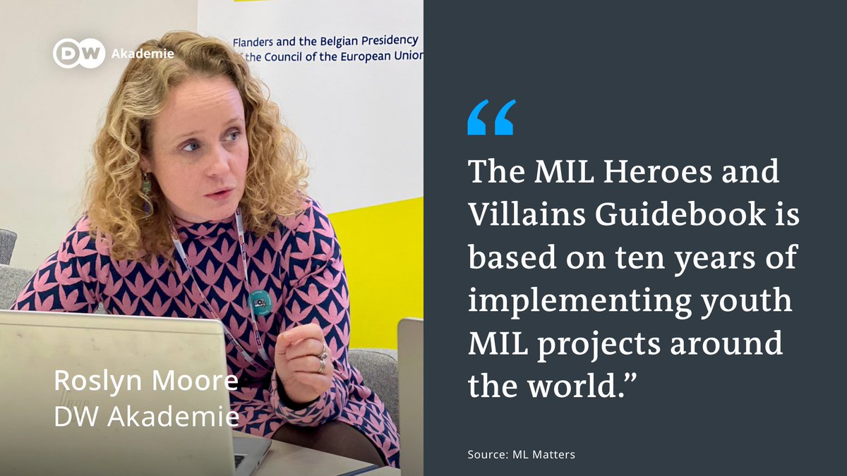 dw_akademie's tweet image. At #MLMatters, DW Akademie&apos;s @Roslyn_K_Moore has just announced the release of the MIL Heroes and Villains Guidebook.

You can find out more about the innovative youth-centered concept in our new publication here: p.dw.com/p/4ckRm