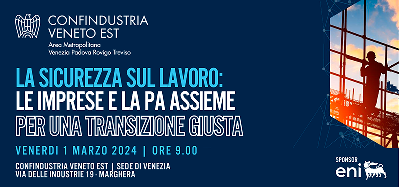 Confindustria Veneto Est (@venetoest) on Twitter photo Sicurezza sul lavoro: imprese e PA assieme per una transizione giusta.
Venerdì 1 marzo, ore 9.30 nella sede di Venezia-Marghera l’evento promosso da <a href="/VenetoEst/">Confindustria Veneto Est</a>
e sostenuto da <a href="/eni/">eni</a> , Eurota e <a href="/RemTechExpo/">RemTech EXPO</a> .
urly.it/3-d2t Sicurezza sul lavoro: imprese e PA assieme per una transizione giusta.
Venerdì 1 marzo, ore 9.30 nella sede di Venezia-Marghera l’evento promosso da <a href="/VenetoEst/">Confindustria Veneto Est</a>
e sostenuto da <a href="/eni/">eni</a> , Eurota e <a href="/RemTechExpo/">RemTech EXPO</a> .
urly.it/3-d2t