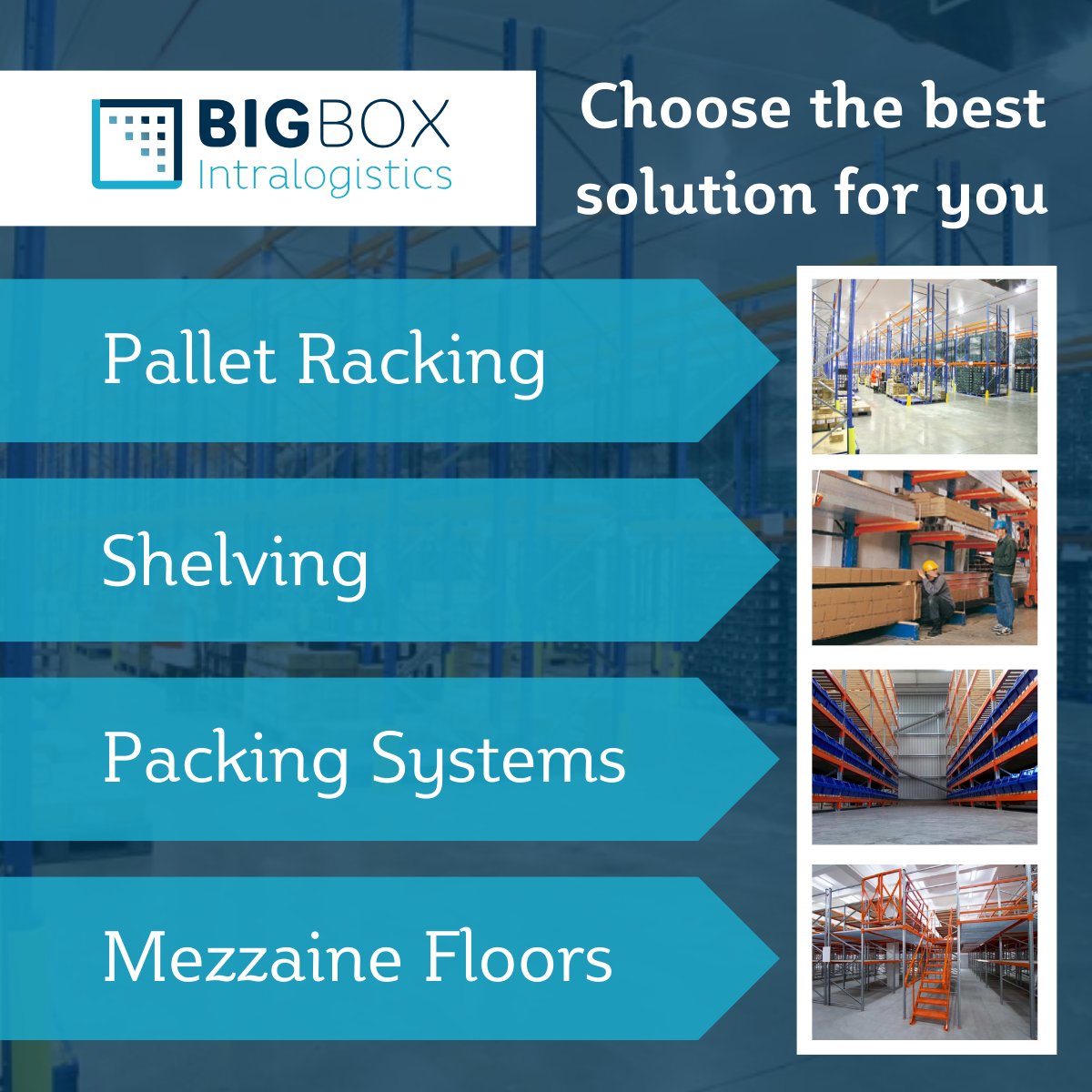 BigBoxGroup1's tweet photo. Stuck on what your next steps are? 

At Big Box Intralogistics we can advise you on what is the best solution for you and supply the storage equipment that best suits your needs.  

We have divided our range of storage products into four areas 👇 https://t.co/jWVvsbZlBS